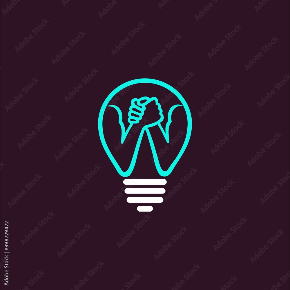 light bulb icon with arm wrestle concept light bulb icon with arm wrestle concept