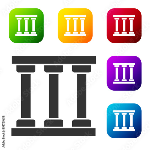 Black Prison window icon isolated on white background. Set icons in color square buttons. Vector.