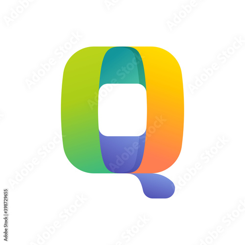 Colorful gradient Q letter initial logo.