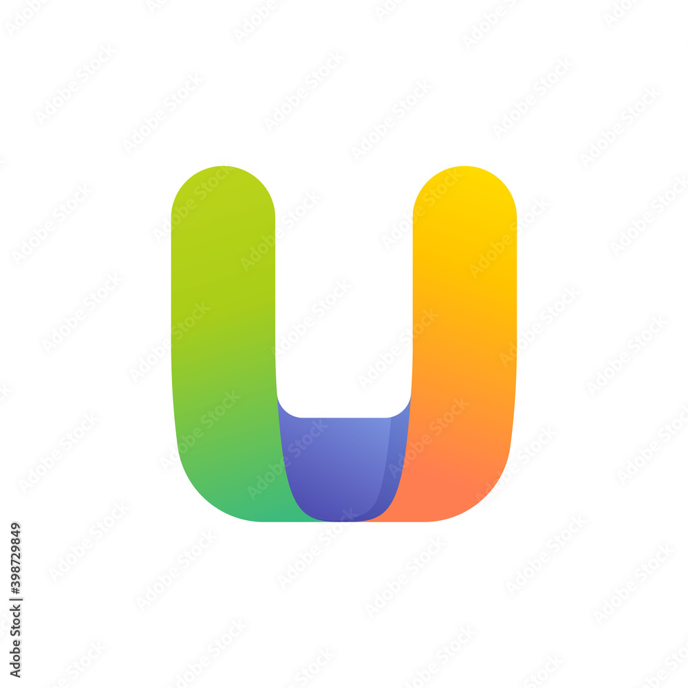 Colorful gradient U letter initial logo. Colorful gradient U letter initial logo.
