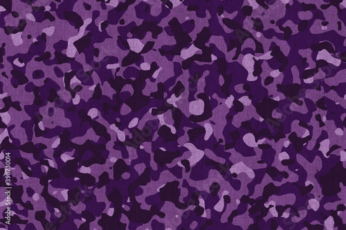 Military camouflage pattern fabric. Background illustration in purple colors.