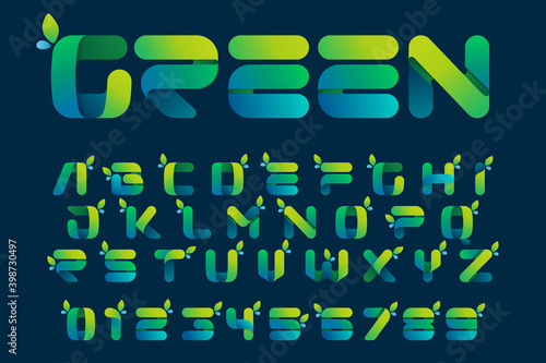Green gradient eco alphabet.