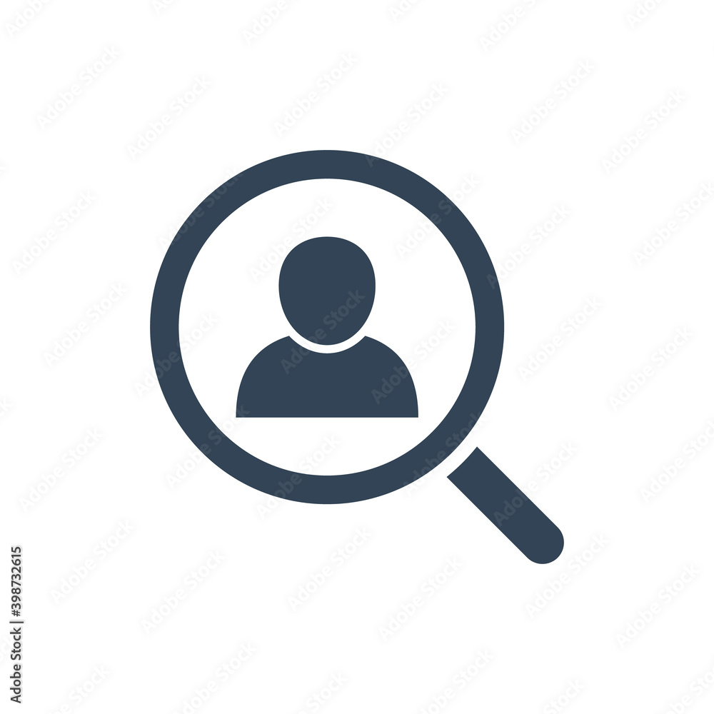 Looking for people icon. Headhunting symbol. Find human resources. Search job concept. Magnifying glass search employee. Looking for people icon. Headhunting symbol. Find human resources. Search job concept. Magnifying glass search employee.