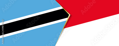 Botswana and Indonesia flags, two vector flags.