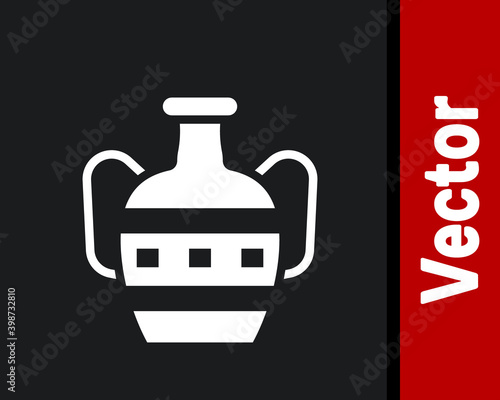 White Ancient amphorae icon isolated on black background.  Vector.