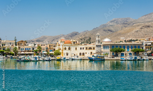 Kalymnos harbour view from sea. Kalymnos Island is populer tourist destination in Greece.  © nejdetduzen