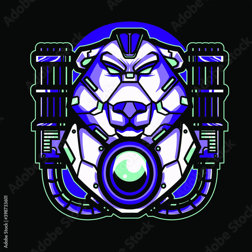 Tshirt design vector illustration mecha polar  bear (ID: 398733601)