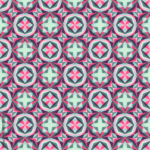 Geometric seamless pattern, abstract colorful background, fashion print, vector texture.