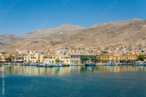 Kalymnos harbour view from sea. Kalymnos Island is populer tourist destination in Greece.  photo