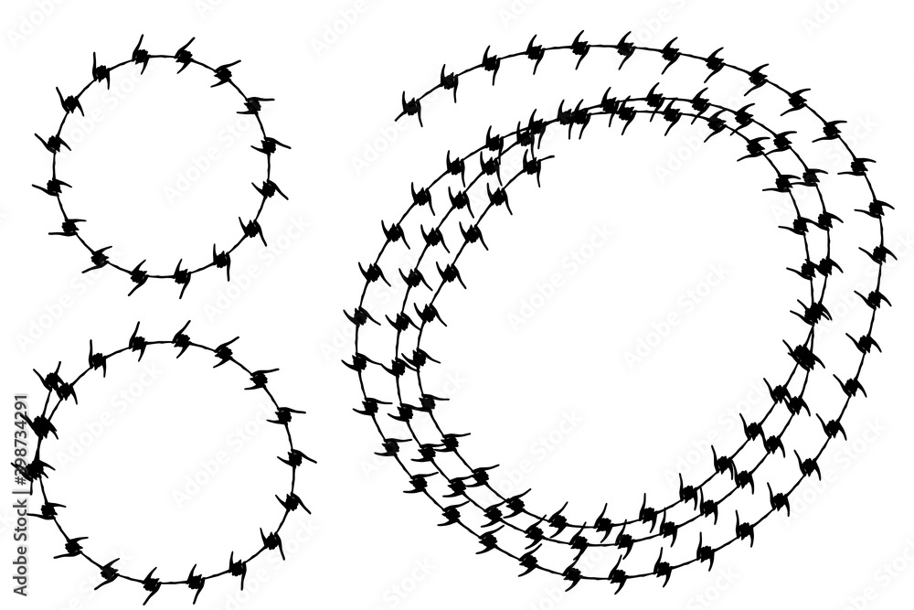Simple Vector Frame Silhouette Barbed Wire, Circle Shape Simple Vector Frame Silhouette Barbed Wire, Circle Shape