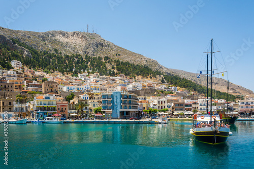 Kalymnos harbour view from sea. Kalymnos Island is populer tourist destination in Greece.  photo