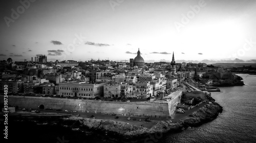 Aerial view over the city of Valletta - the capital city of Malta - aerial photography © 4kclips