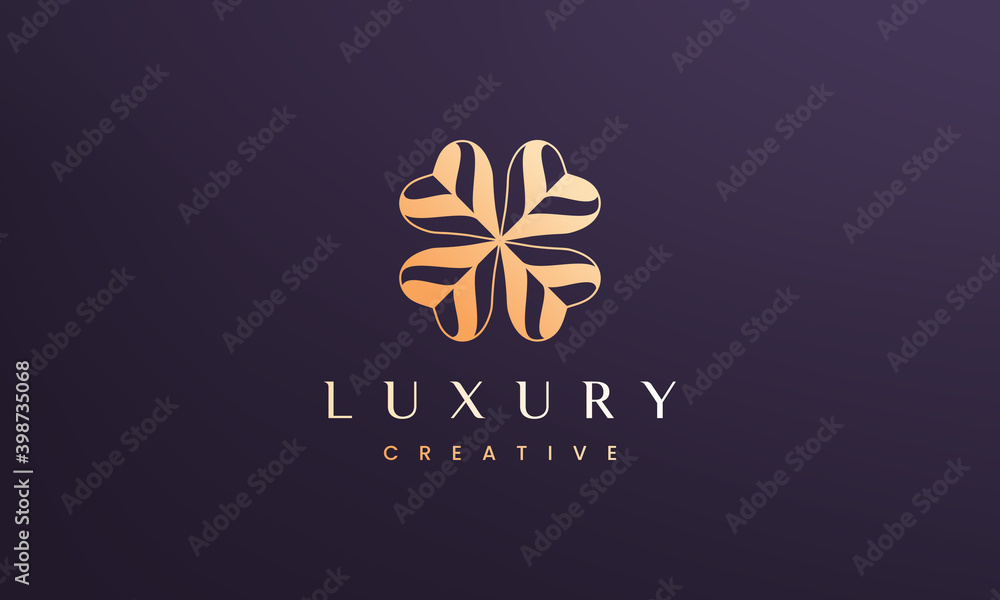 Clover leaf logo concept with abstract and luxury style Clover leaf logo concept with abstract and luxury style