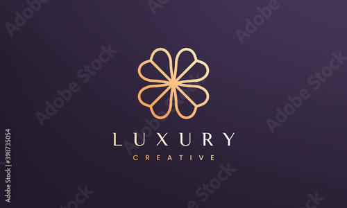 Luxury clover leaf logo concept with minimal and modern style