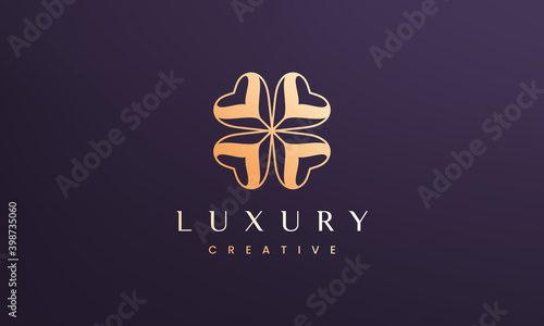 Clover leaf logo concept with abstract and luxury style
