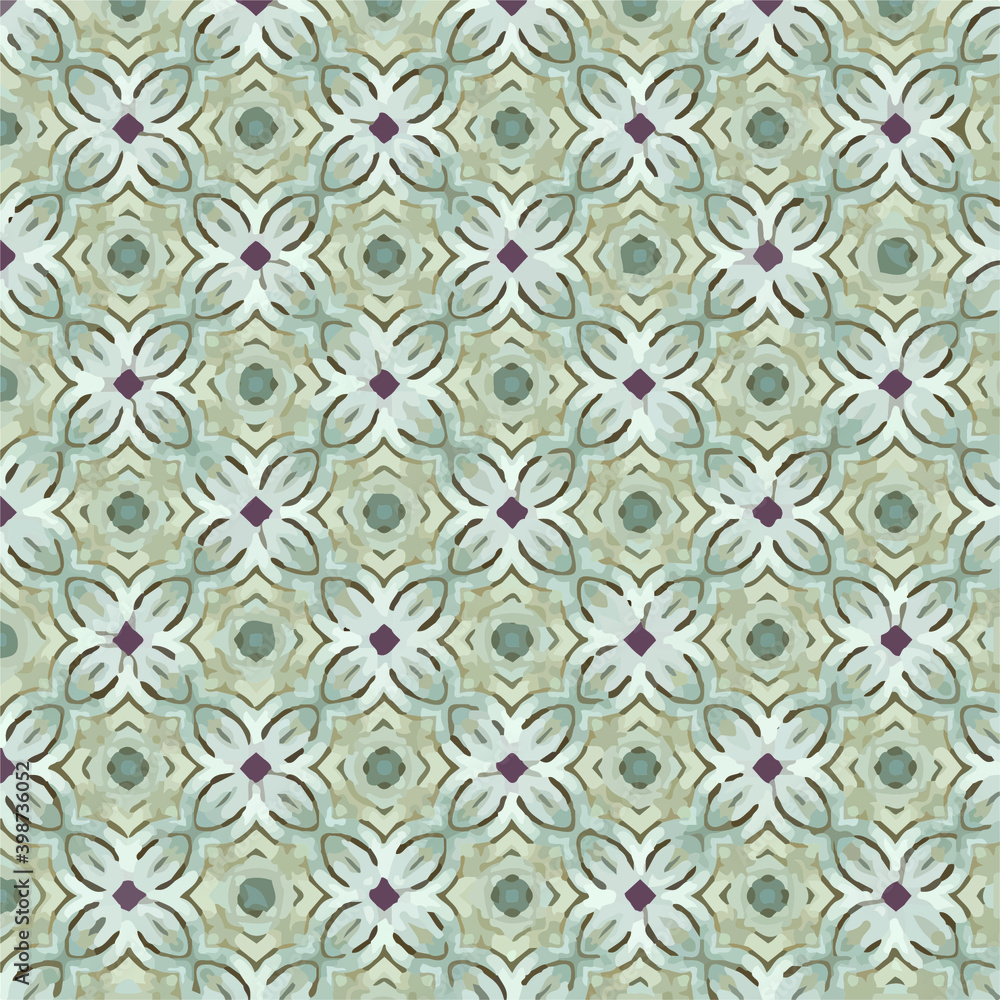 floral geometric pattern with gray tones