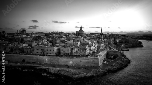 Beautiful evening view over Valletta Malta - aerial photography