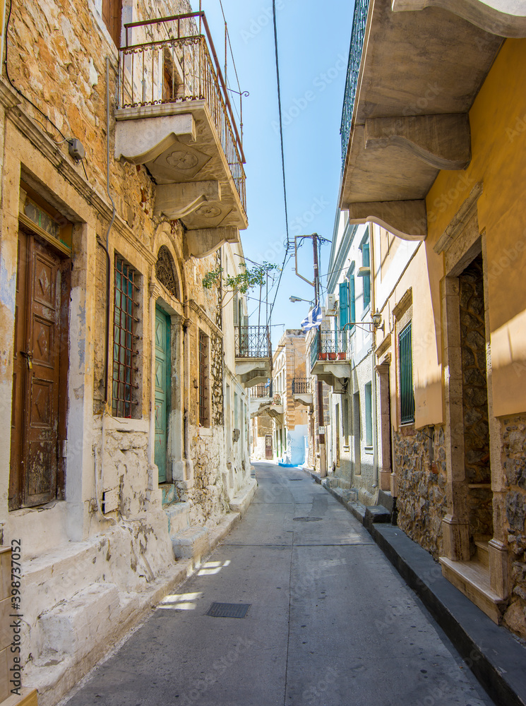 Old district street view in Kalymnos Island