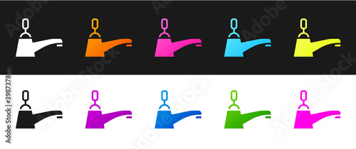 Set Water tap icon isolated on black and white background.  Vector.