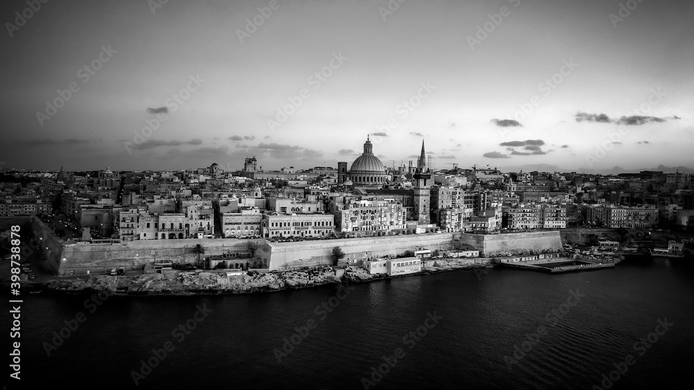 Aerial view over the city of Valletta - the capital city of Malta - aerial photography