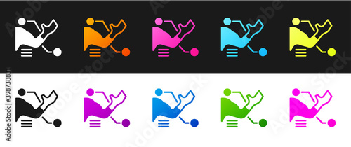Set Prosthesis hand icon isolated on black and white background. Futuristic concept of bionic arm, robotic mechanical hand.  Vector.
