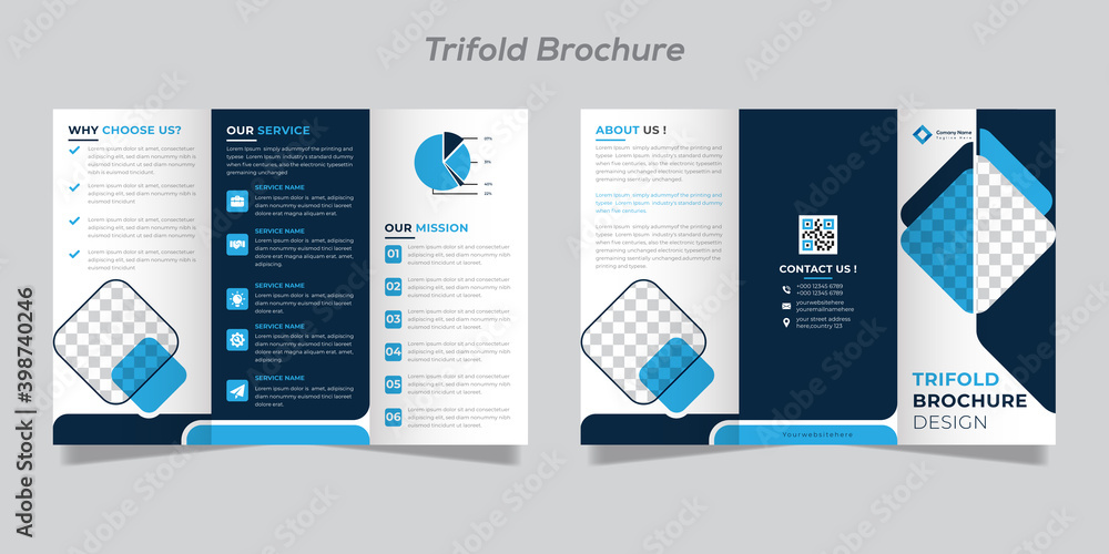 Professional corporate trifold business brochure design template with a4 format