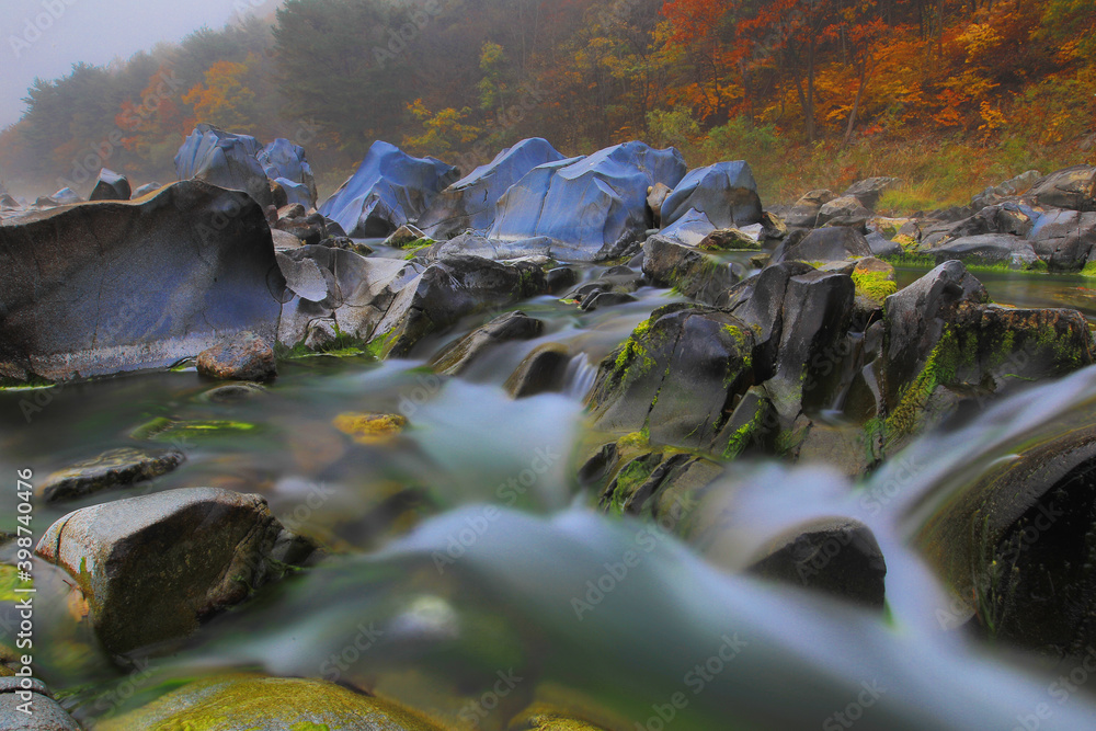 UNESCO National Geopark, beautiful white stoned stream called baekseoktan in cheongsong, south korea