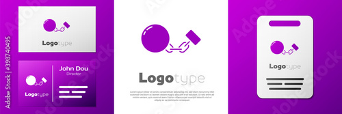 Logotype Ball on chain icon isolated on white background. Logo design template element. Vector.