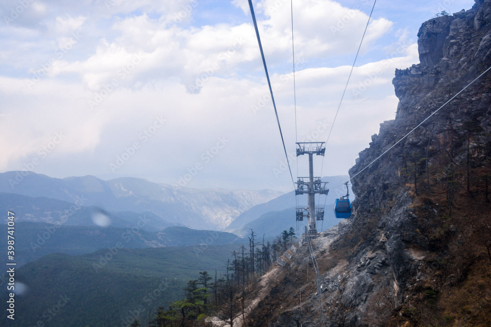Cable car on the edge of cliff