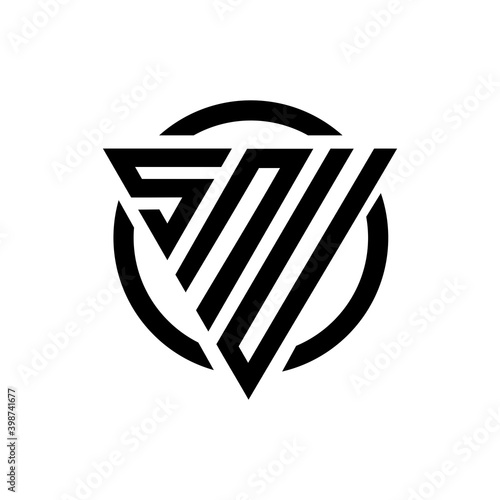 Letter SNU triangle monogram cool modern simple logo concept