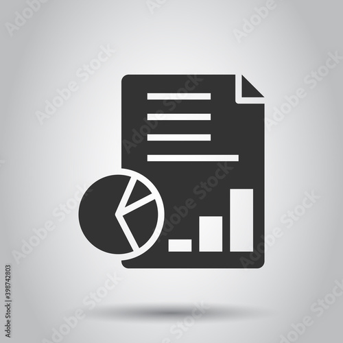 Financial statement icon in flat style. Document vector illustration on white isolated background. Report business concept.