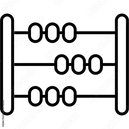 Kids playing game, abacus line icon 