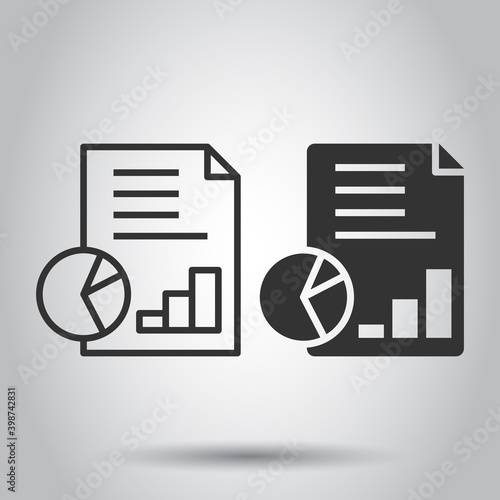 Financial statement icon in flat style. Document vector illustration on white isolated background. Report business concept.