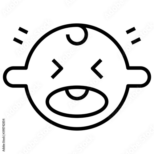 Crying baby boy in line icon 