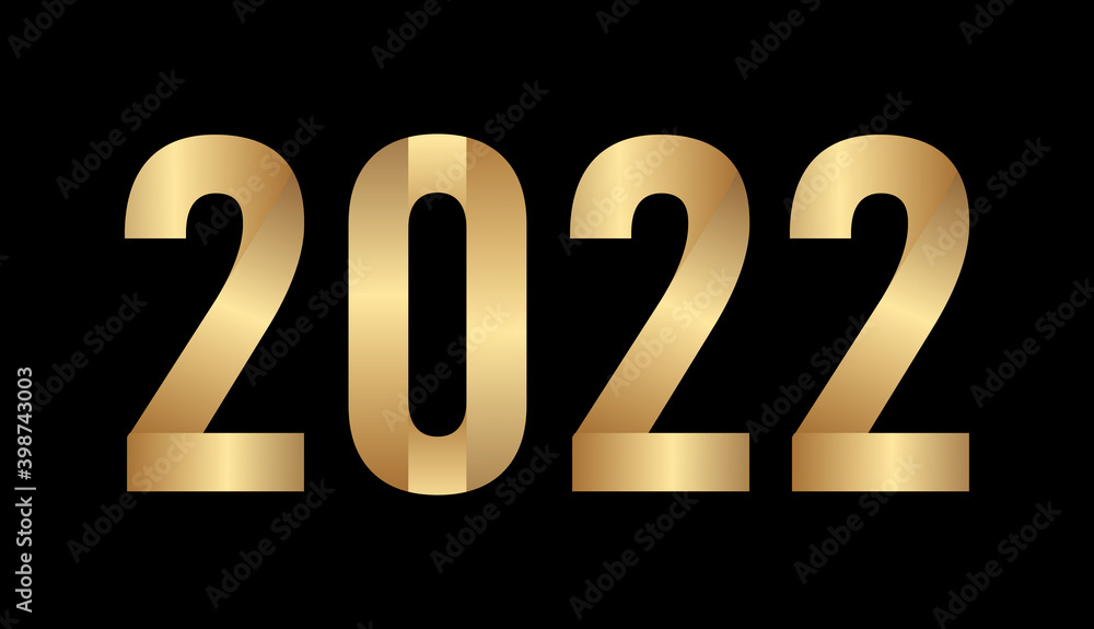 2022 gold text on Black background, 2022 logo Stock Vector | Adobe Stock