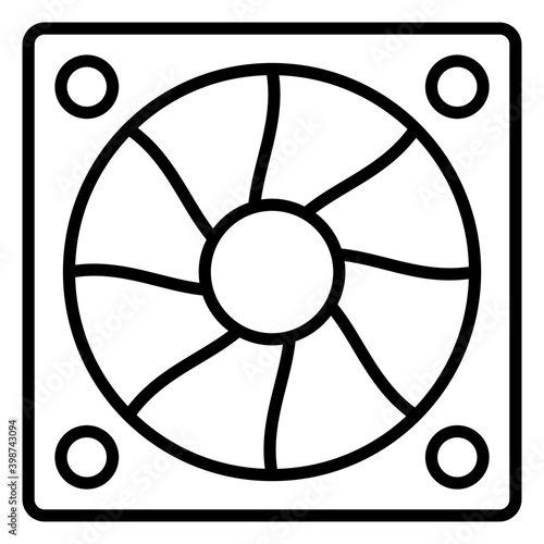 Pc fan icon in line design.