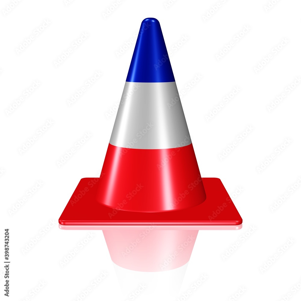 Verkehrskegel in den Farben der französischen Flagge Verkehrskegel in den Farben der französischen Flagge