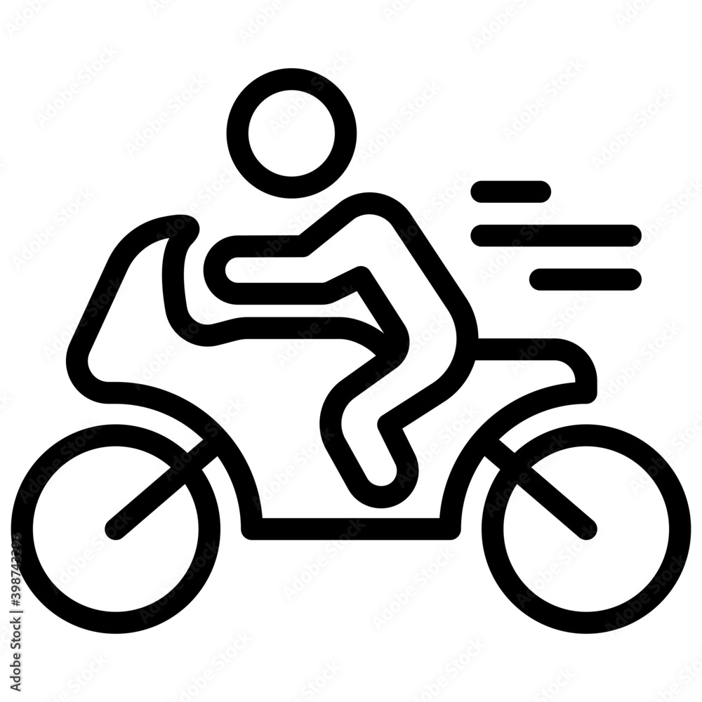 Icon of bike rider in line design. Icon of bike rider in line design.
