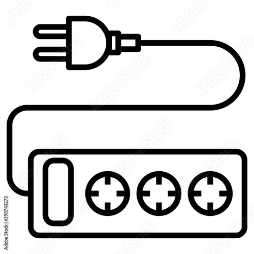 Icon of extension cord in line design.