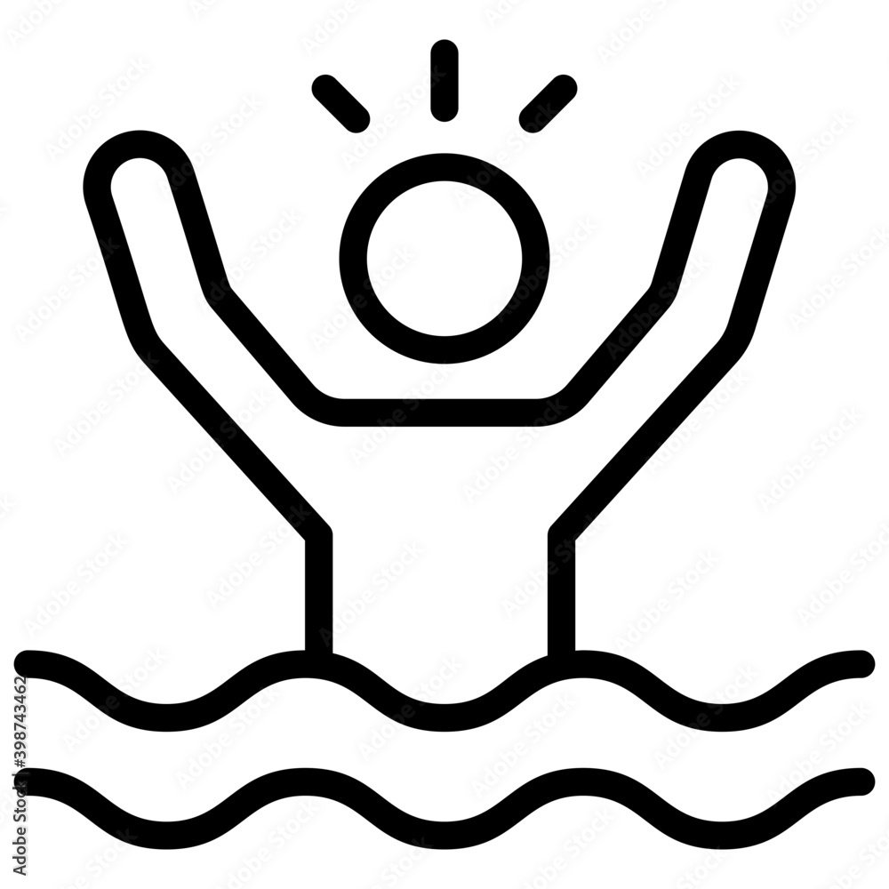 pictograph of drowning man icon.