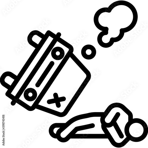 pictograph of overturned car in line design