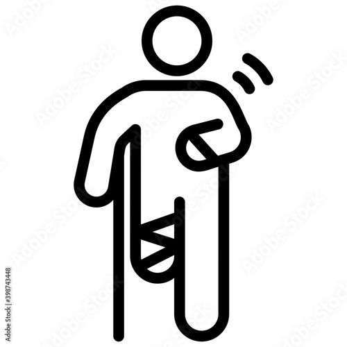 Line design of disabled person pictograph.