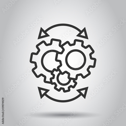 Workflow icon in flat style. Gear effective vector illustration on white isolated background. Process organization business concept.