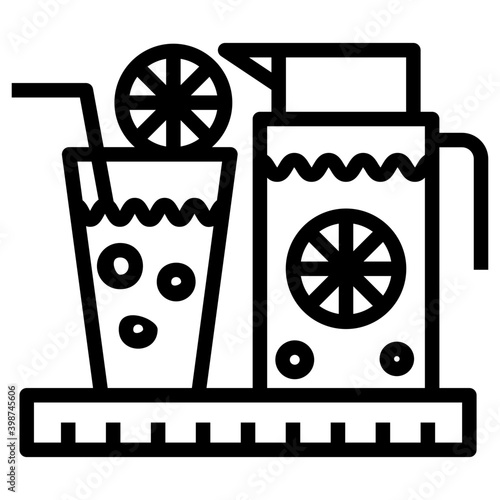Lemonade drink icon in line  vector 