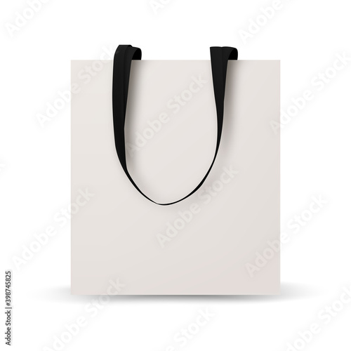 Shopping bag cotton, Black and white tote shopping bags identity mock-up items template transparent background.
