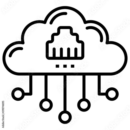 Cloud computing network icon in line design