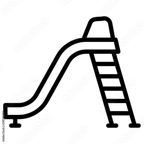 Line design of playground slide vector.