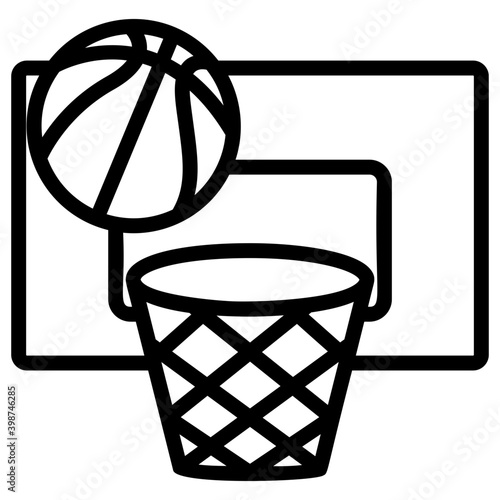 Icon of basketball hoop in line design