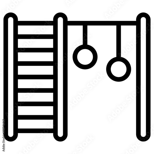 Swing rings icon in line design.
