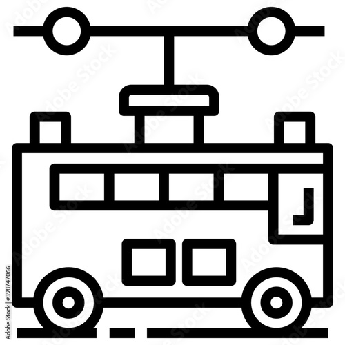 Line trolleybus transport vector design 